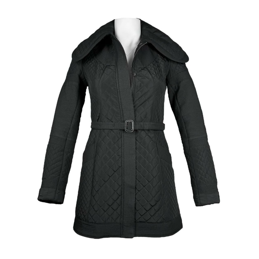 Burberry Black Quilted Puffer Coat with Belt